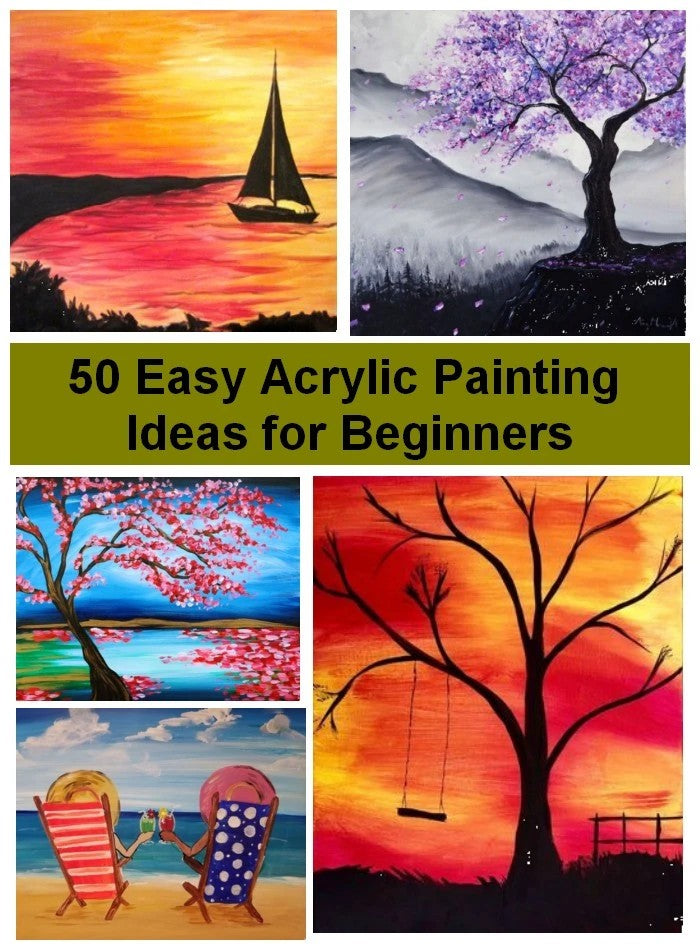 50 Simple Canvas Painting Ideas for Kids, Easy Landscape Painting