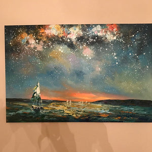 Buyer's Review on the Starry Night Sky Painting Received, Landscape Canvas Paintings, Heavy Texture Canvas Art, Palette Knife Paintings, Impasto Artwork