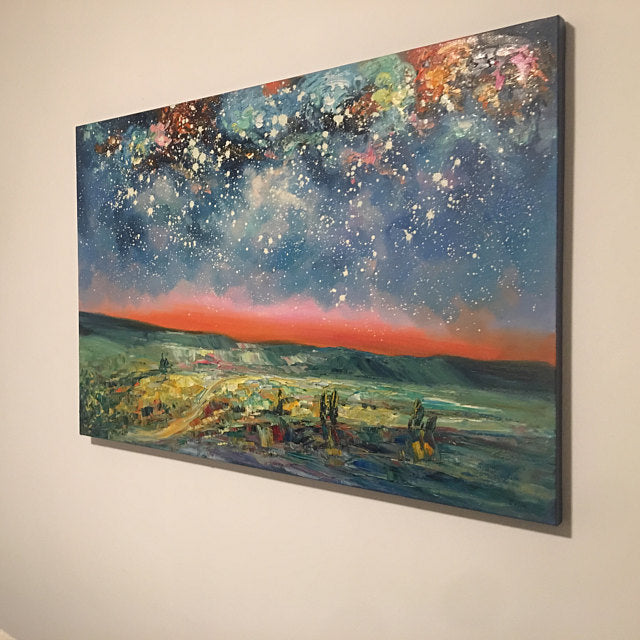 Buyer's Review on the Starry Night Painting Receive 32x48 Inch, Hand Painted Canvas Art, Abstract Landscape Paintings, Original Landscape Painting on Canvas
