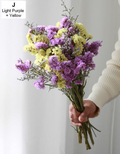 Dried Flowers, Flower Bunches, Dried Floral, A Bunch Dried Myosotis Flowers with Limoniums-artworkcanvas