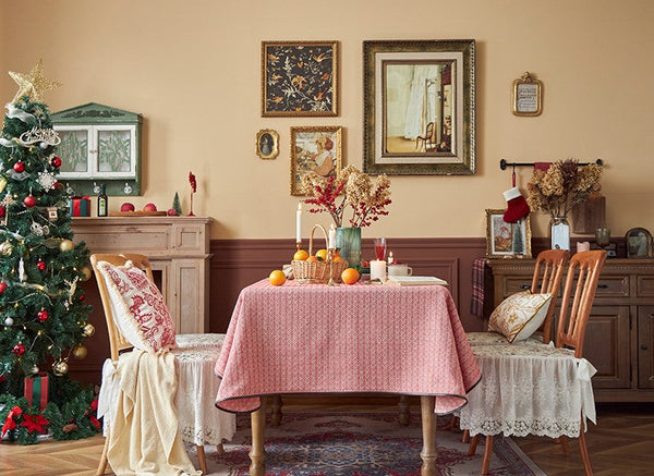 Simple Modern Rectangle Tablecloth for Dining Room Table, Knitted Plaid Embroidery Farmhouse Table Cloth, Square Tablecloth for Round Table-artworkcanvas