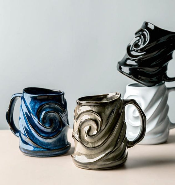 Stoneware Coffee Mugs, White Ceramic Coffee Mug, Large Capacity Coffee Cups, Birthday Gifts, Handmade Pottery Coffee Mug-artworkcanvas