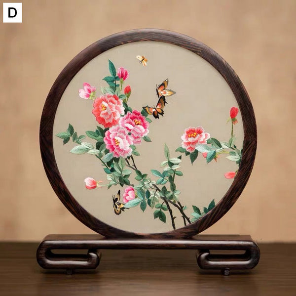 Unique Birthday Gift, Traditional Chinese Suzhou Embroidery Ornament, Exclusive Business Present Flower and Butterfly Embroidered Decor, Premium Souvenir-artworkcanvas
