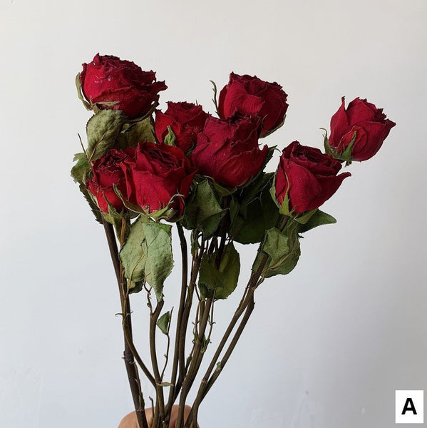 Dried Rose Floral Bouquet, Dried Rose Flowers, Natural Dried Rose Flower Bunches, A Bunch Dried Rose Flowers, Red Yellow Purple Dried Rose Flowers-artworkcanvas