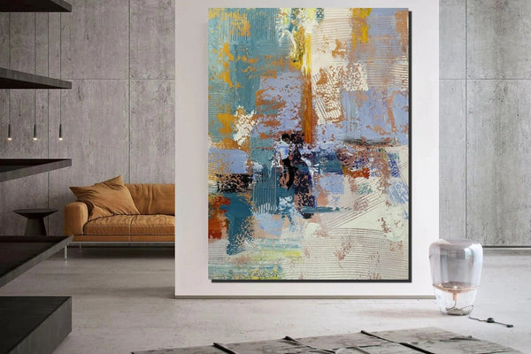 Acrylic Abstract Painting Behind Sofa, Acrylic Painting for Sale, Large Painting on Canvas, Living Room Wall Art Paintings, Buy Paintings Online-artworkcanvas