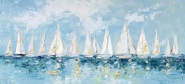 Large Wall Art Ideas for Living Room, Paintings for Living Room, Acrylic Painting on Canvas, Modern Paintings for Bedroom, Sail Boat Painting, Original Canvas Art-artworkcanvas