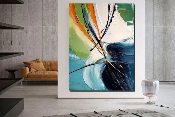 Dining Room Canvas Painting, Contemporary Modern Artwork, Large Canvas Painting for Office, Simple Modern Acrylic Paintings-artworkcanvas