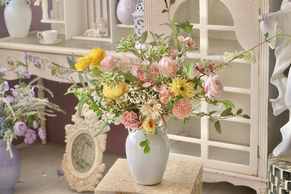 Table Centerpiece, Large Bunch of Romantic Flowers for Bedroom, Artificial Floral for Living Room, Beautiful Flower Arrangement Ideas for Interior Design-artworkcanvas