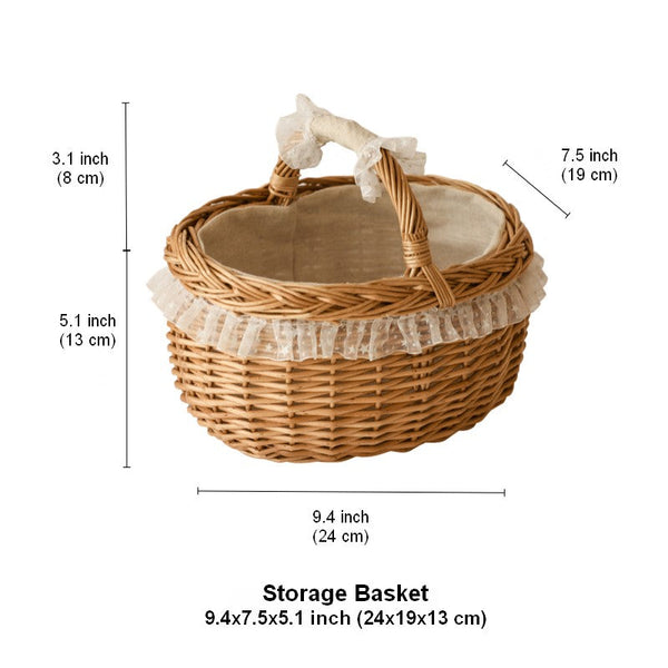 Storage Basket for Kitchen, Picnic Storage Basket with Handle, Hand-woven Wicker Storage Basket, Natural Fruit Basket, Willow Weaving Baskets for Shelves-artworkcanvas