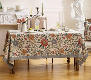Flower Farmhouse Table Cover, Modern Tablecloth, Rectangle Tablecloth Ideas for Dining Table, Square Linen Tablecloth for Coffee Table-artworkcanvas