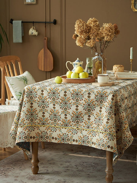 Spring Flower Pattern Tablecloth for Home Decoration, Extra Large Rectangle Tablecloth for Dining Room Table, Large Square Tablecloth for Round Table-artworkcanvas