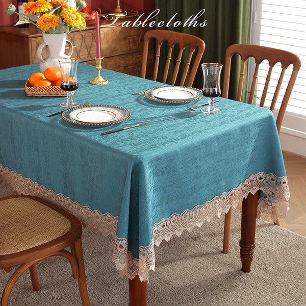 Table Cover for Dining Room Table, Green Lace Tablecloth for Home Decoration, Large Modern Rectangle Tablecloth, Square Tablecloth for Round Table-artworkcanvas