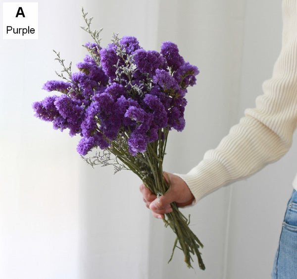 Dried Flowers, Flower Bunches, Dried Floral, A Bunch Dried Myosotis Flowers with Limoniums-artworkcanvas