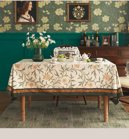 Spring Flower Farmhouse Table Cloth, Wedding Tablecloth, Modern Rectangle Tablecloth Ideas for Dining Table, Square Tablecloth for Coffee Table-artworkcanvas