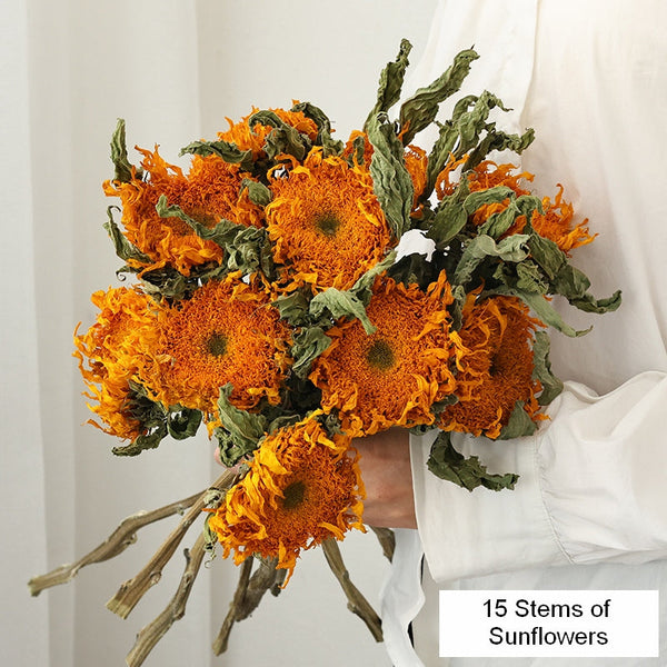 A Bunch of Sunflowers, Natural Decorations, Flower Arrangement, Handmade Artificial Flowers for Home Decor, Natural Dried Sunflower Stems-artworkcanvas