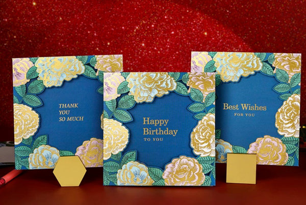 Blue Flower Greeting Cards, Beautiful Greeting Cards to Friends, Creative Birthday Greeting Card, Original Handmade Greeting Cards-artworkcanvas