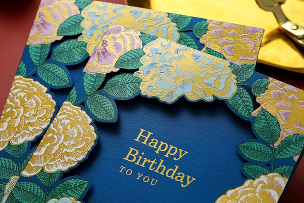 Blue Flower Greeting Cards, Beautiful Greeting Cards to Friends, Creative Birthday Greeting Card, Original Handmade Greeting Cards-artworkcanvas