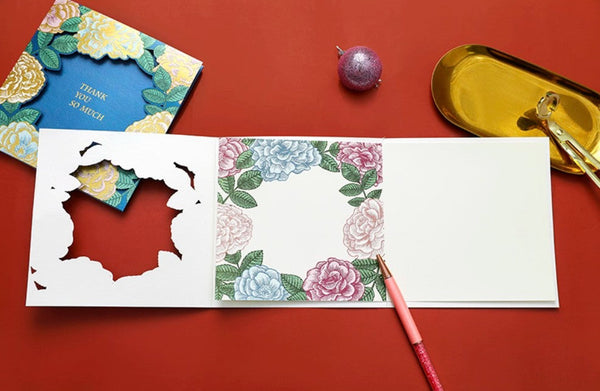 Blue Flower Greeting Cards, Beautiful Greeting Cards to Friends, Creative Birthday Greeting Card, Original Handmade Greeting Cards-artworkcanvas