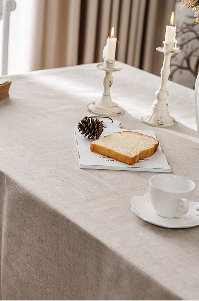 Simple Linen Rectangle Table Cover for Dining Room Table, Large Brown Tablecloth for Home Decoration, Modern Table Cloth, Square Tablecloth for Round Table-artworkcanvas