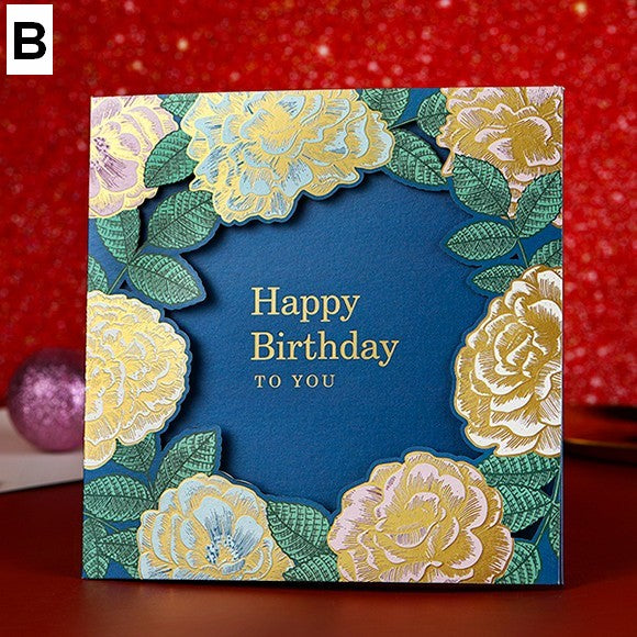 Blue Flower Greeting Cards, Beautiful Greeting Cards to Friends, Creative Birthday Greeting Card, Original Handmade Greeting Cards-artworkcanvas