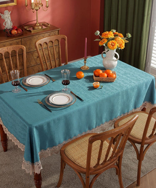Table Cover for Dining Room Table, Green Lace Tablecloth for Home Decoration, Large Modern Rectangle Tablecloth, Square Tablecloth for Round Table-artworkcanvas