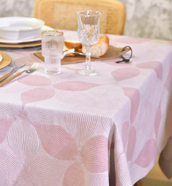 Simple Contemporary Pink Cotton Tablecloth, Square Tablecloth for Round Table,Large Rectangle Table Covers for Dining Room Table, Modern Table Cloths for Kitchen-artworkcanvas