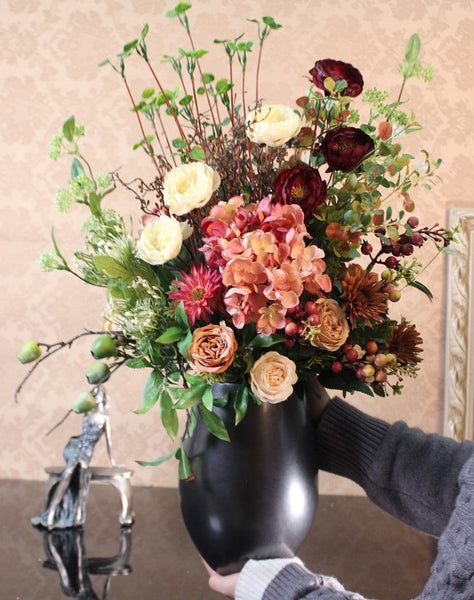 Amazing Artificial Floral Arrangement for Bedroom, Modern Large Bunch of Flowers Arrangement Interior Design, Creative Faux Silk Floral Bouquet Table Centerpiece-artworkcanvas