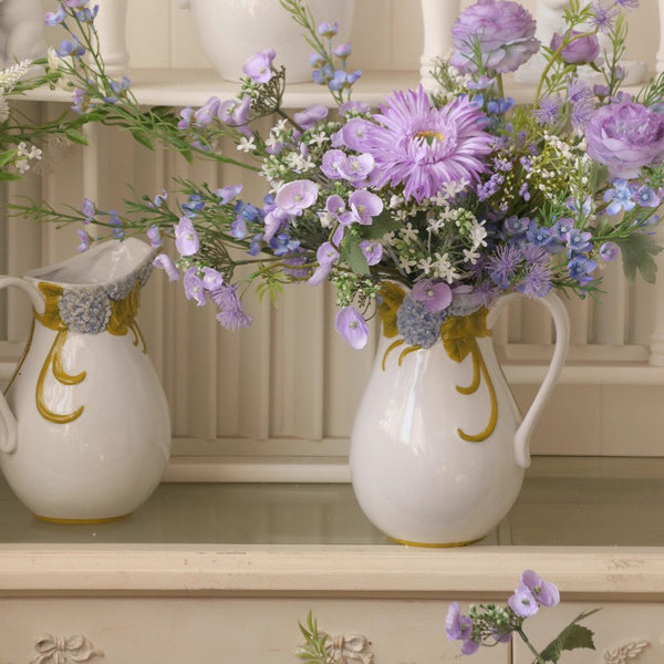 Artificial Floral for Living Room, Large Bunch of Purple Romantic Flowers for Bedroom, Beautiful Spring Flower Arrangement for Interior Design, Table Centerpiece-artworkcanvas