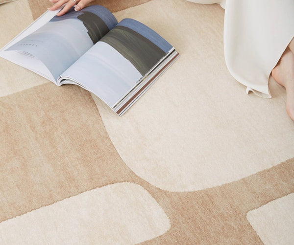 Unique Geometric Modern Rugs under Dining Room Table, Brown Modern Carpets for Office, Abstract Modern Rugs for Living Room, Contemporary Modern Rugs Next to Bed-artworkcanvas