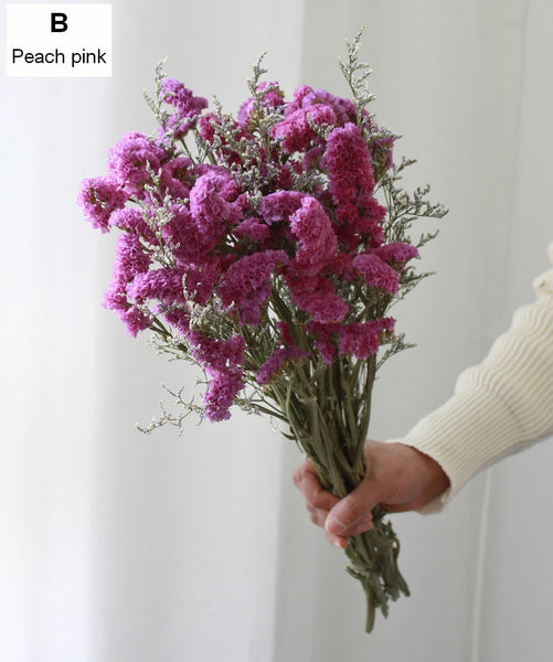 Dried Flowers, Flower Bunches, Dried Floral, A Bunch Dried Myosotis Flowers with Limoniums-artworkcanvas