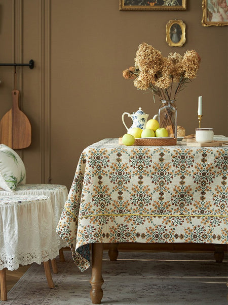 Spring Flower Pattern Tablecloth for Home Decoration, Extra Large Rectangle Tablecloth for Dining Room Table, Large Square Tablecloth for Round Table-artworkcanvas