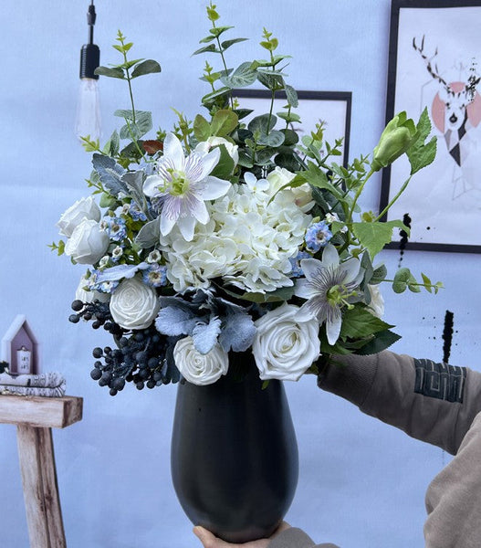 Unique Flowers Arrangement Interior Design, Beautiful Modern Artificial Floral Arrangement for Bedroom, Faux Silk Floral Bouquet Table Centerpiece-artworkcanvas