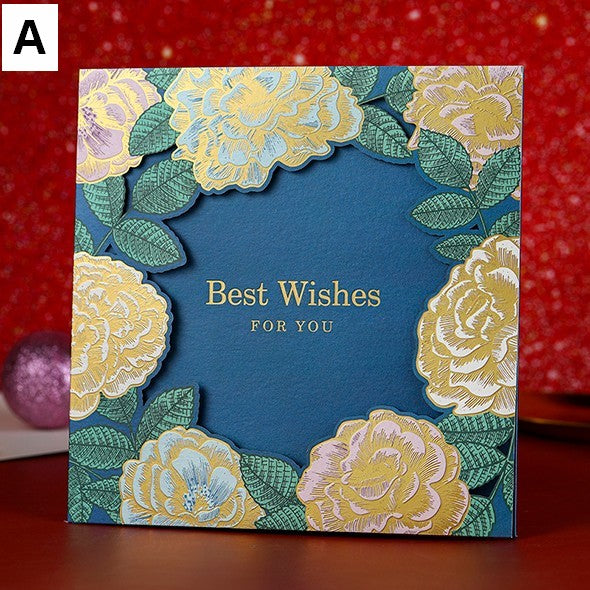 Blue Flower Greeting Cards, Beautiful Greeting Cards to Friends, Creative Birthday Greeting Card, Original Handmade Greeting Cards-artworkcanvas