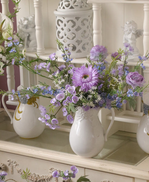 Artificial Floral for Living Room, Large Bunch of Purple Romantic Flowers for Bedroom, Beautiful Spring Flower Arrangement for Interior Design, Table Centerpiece-artworkcanvas