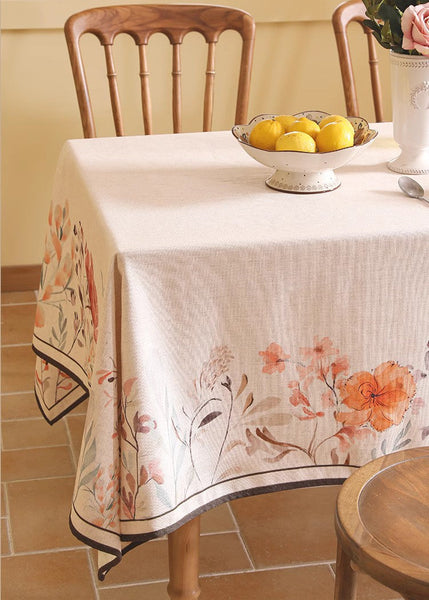 Spring Flower Rustic Table Cover, Rectangle Tablecloth for Dining Table, Extra Large Modern Tablecloth, Square Linen Tablecloth for Coffee Table-artworkcanvas