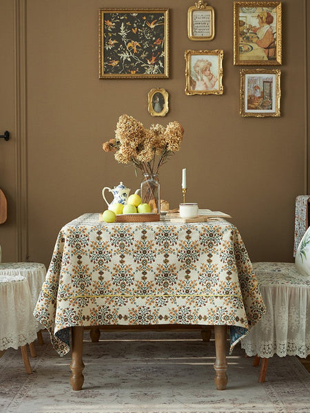 Spring Flower Pattern Tablecloth for Home Decoration, Extra Large Rectangle Tablecloth for Dining Room Table, Large Square Tablecloth for Round Table-artworkcanvas