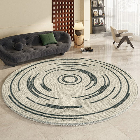 Geometric Modern Rugs for Bedroom, Thick Round Rugs for Dining Room, Modern Area Rugs under Coffee Table, Abstract Contemporary Round Rugs-artworkcanvas