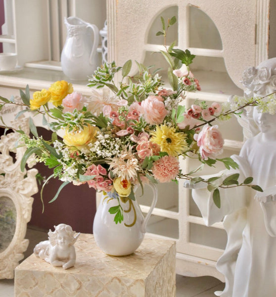 Table Centerpiece, Large Bunch of Romantic Flowers for Bedroom, Artificial Floral for Living Room, Beautiful Flower Arrangement Ideas for Interior Design-artworkcanvas