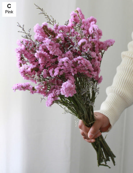 Dried Flowers, Flower Bunches, Dried Floral, A Bunch Dried Myosotis Flowers with Limoniums-artworkcanvas