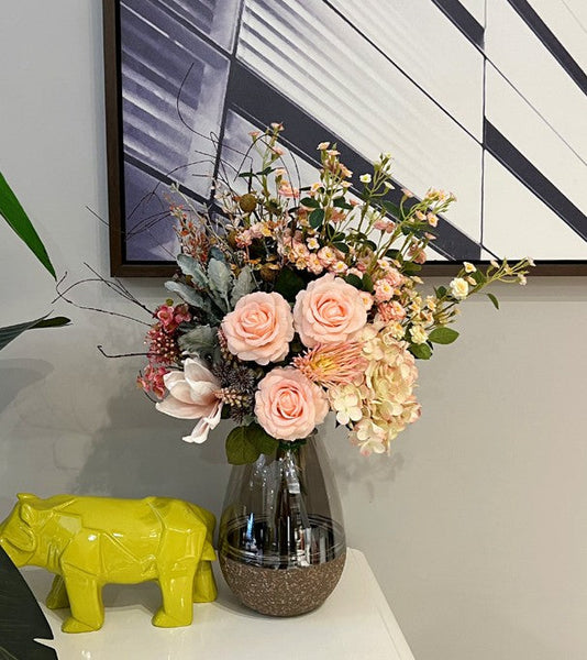 Simple Modern Artificial Floral Arrangement for Bedroom, Large Bunch of Autumn Flowers Arrangement Interior Design, Beautiful Faux Silk Floral Bouquet Table Centerpiece-artworkcanvas