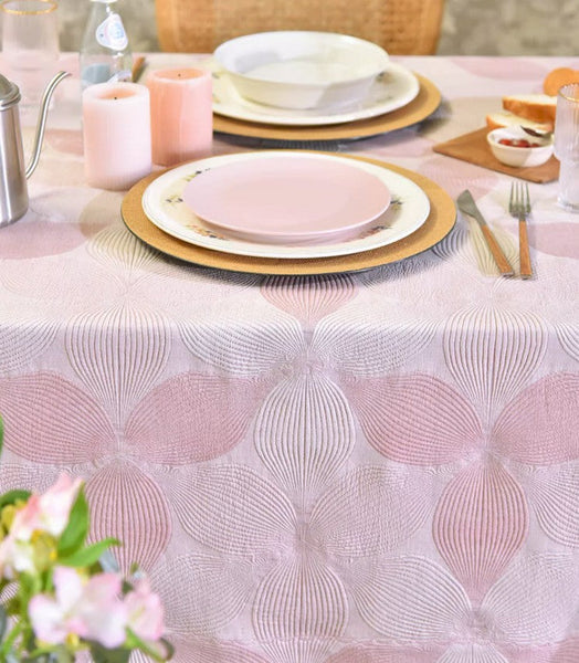 Simple Contemporary Pink Cotton Tablecloth, Square Tablecloth for Round Table,Large Rectangle Table Covers for Dining Room Table, Modern Table Cloths for Kitchen-artworkcanvas