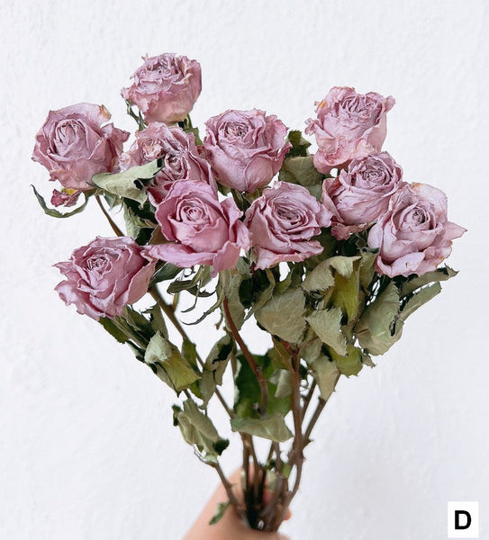 Dried Rose Floral Bouquet, Dried Rose Flowers, Natural Dried Rose Flower Bunches, A Bunch Dried Rose Flowers, Red Yellow Purple Dried Rose Flowers-artworkcanvas