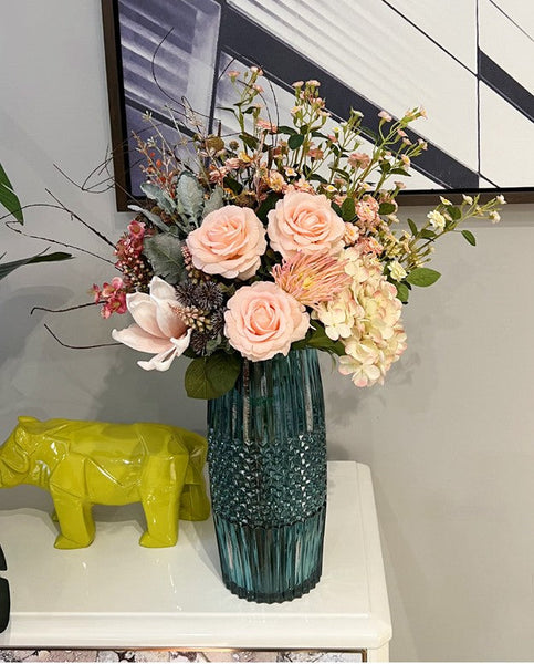 Simple Modern Artificial Floral Arrangement for Bedroom, Large Bunch of Autumn Flowers Arrangement Interior Design, Beautiful Faux Silk Floral Bouquet Table Centerpiece-artworkcanvas