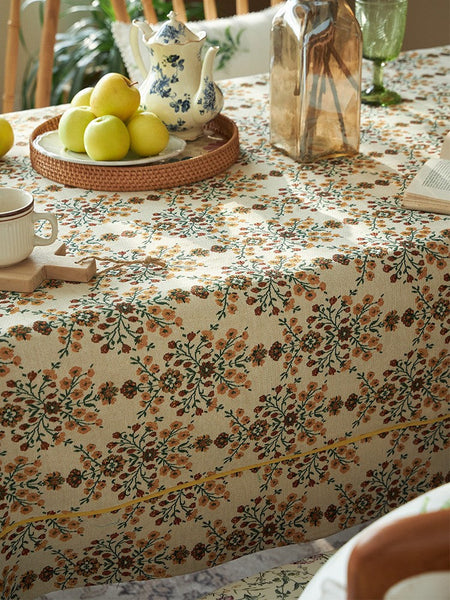 Spring Flower Pattern Tablecloth for Home Decoration, Extra Large Rectangle Tablecloth for Dining Room Table, Large Square Tablecloth for Round Table-artworkcanvas