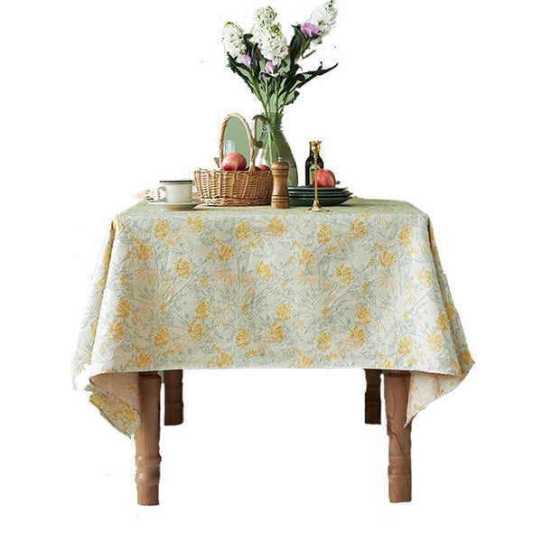 Natural Spring Farmhouse Table Cloth, Large Modern Rectangle Tablecloth for Dining Room Table, Square Tablecloth for Round Table, Flower Pattern Tablecloth-artworkcanvas