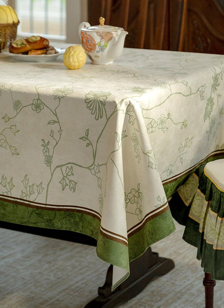 Spring Green Flower Table Covers, Large Modern Rectangle Tablecloth for Dining Table for Round Table, Farmhouse Table Cloth for Oval Table, Square Tablecloth for Kitchen-artworkcanvas