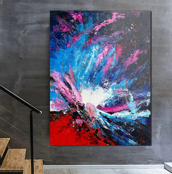 Abstract Paintings Behind Sofa, Contemporary Canvas Wall Art, Buy Paintings Online, Acrylic Paintings for Bedroom, Palette Knife Canvas Art-artworkcanvas