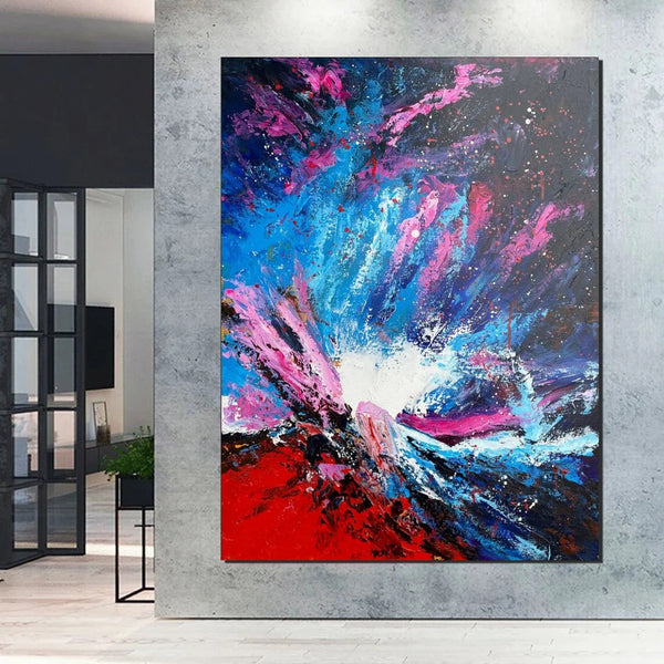 Abstract Paintings Behind Sofa, Contemporary Canvas Wall Art, Buy Paintings Online, Acrylic Paintings for Bedroom, Palette Knife Canvas Art-artworkcanvas