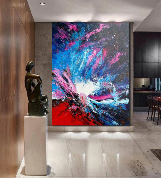 Abstract Paintings Behind Sofa, Contemporary Canvas Wall Art, Buy Paintings Online, Acrylic Paintings for Bedroom, Palette Knife Canvas Art-artworkcanvas