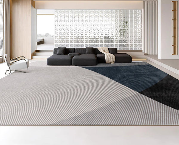 Blue Contemporary Modern Rugs, Geometric Contemporary Rugs Next to Bed, Modern Rugs for Living Room, Contemporary Rugs for Dining Room-artworkcanvas